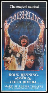 5z012 MERLIN stage play 3sh '83 magician Doug Henning in title role, Broadway!