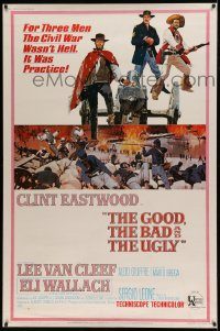 5z274 GOOD, THE BAD & THE UGLY 40x60 '68 art of Clint Eastwood & Lee Van Cleef, Sergio Leone!
