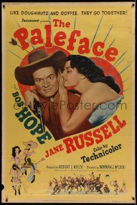 5z287 PALEFACE style Y 40x60 '48 image of Bob Hope & sexy Jane Russell with pistol!