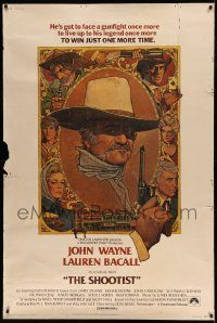 5z296 SHOOTIST 40x60 '76 best Richard Amsel artwork of cowboy John Wayne & cast!