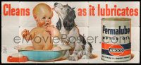 5z003 PERMALUBE MOTOR OIL billboard '50s baby & dog, cleans as it lubricates!