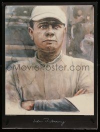 5z077 BABE RUTH signed 23x30 commercial poster '91 by artist Lance Richbourg, baseball, legend!