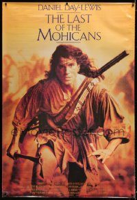 5z177 LAST OF THE MOHICANS 44x65 video poster '92 Daniel Day Lewis as adopted Native American!