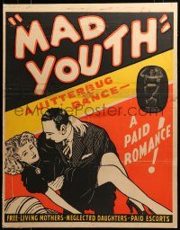 5z022 MAD YOUTH 1sh '40 Mary Ainslee, Betty Compson, teens dancing & bent on destruction!