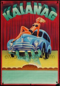 5z154 HELMUT SCHREIBER 32x46 magic poster '55 wild art of hand holding car with sexy woman on hood