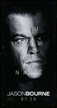5z210 JASON BOURNE DS 26x50 special '16 great super close-up image of Matt Damon in the title role!
