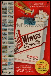 5z144 WINGS CIGARETTES standee '40 incredible aviation artwork of many airplanes!