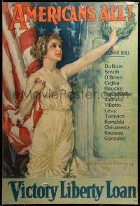 5z052 AMERICANS ALL style C 27x40 WWI war poster '19 wonderful Howard Chandler Christy patriotic art