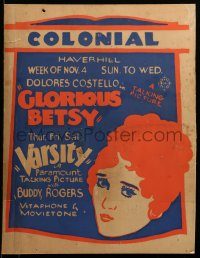 5z043 GLORIOUS BETSY/VARSITY jumbo WC '28 art of pretty redhead Dolores Costello!