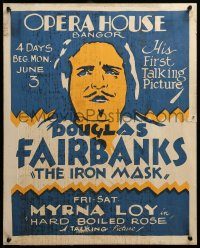 5z046 IRON MASK/HARDBOILED ROSE jumbo WC '29 Doulas Fairbanks in his first talkie, Myrna Loy!