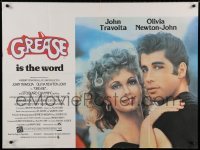 6a345 GREASE British quad '78 John Travolta & Olivia Newton-John in a most classic musical!