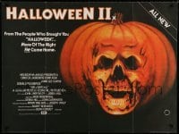 6a347 HALLOWEEN II British quad '81 cool jack-o-lantern skull image, the night HE came home!