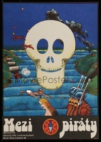 6a303 TWELVE YEAR OLD PIRATE Czech 11x15 '75 wacky Vratislav Hlavaty artwork of pirates & skull!