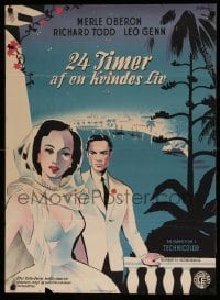 6a129 AFFAIR IN MONTE CARLO Danish '53 sexy Merle Oberon embraced by Richard Todd!