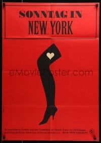 6a029 SUNDAY IN NEW YORK East German 23x32 '65 different art of leg & heart by Handschick!