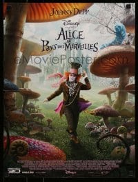 6a603 ALICE IN WONDERLAND French 16x21 '10 Burton, Johnny Depp as the Mad Hatter