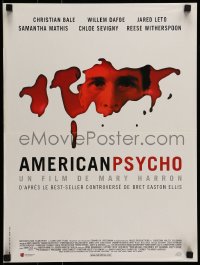 6a606 AMERICAN PSYCHO French 16x21 '00 bloody image of psychotic yuppie killer Christian Bale!