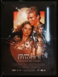 6a609 ATTACK OF THE CLONES French 16x21 '02 Star Wars Episode II, artwork by Drew Struzan!