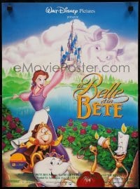 6a616 BEAUTY & THE BEAST French 16x21 '92 Walt Disney cartoon classic, cool art of cast!