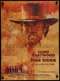 6a683 PALE RIDER French 15x21 '85 great artwork of cowboy Clint Eastwood by C. Michael Dudash!