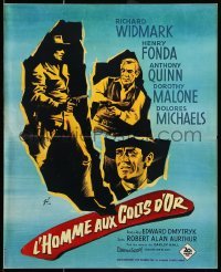 6a698 WARLOCK French 17x21 '59 cowboys Henry Fonda & Richard Widmark, cool Grinsson art!