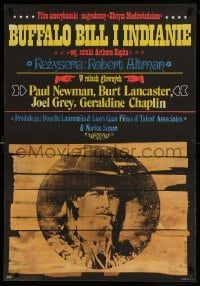6a911 BUFFALO BILL & THE INDIANS Polish 27x39 '78 Paul Newman as William F. Cody by Jakub Erol!