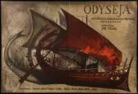 6a919 DIE IRRFAHRTEN DES ODYSSEUS Polish 26x38 '85 Woltman art of ancient ship!