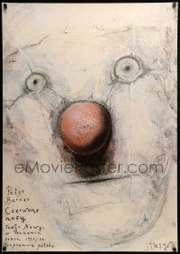 6a965 RED NOSES commercial Polish 27x38 '92 artwork of clown's face by Stasys!
