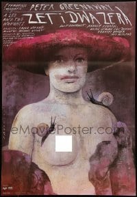 6a998 ZED & TWO NOUGHTS Polish 27x39 '94 Peter Greenaway, art of naked girl by Sadowski!