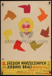 6a878 SEVEN BRIDES FOR SEVEN BROTHERS Polish 23x33 '64 completely different art by Jerzy Flisak!