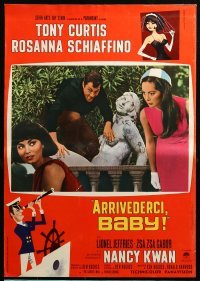 6a206 ARRIVEDERCI, BABY set of 2 Italian 19x27 pbustas '67 Tony Curtis is a ladykiller, wacky art!