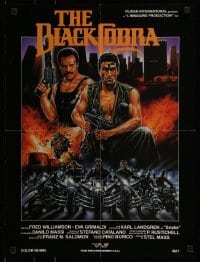 6b707 BLACK COBRA 18x24 video poster '87 Cobra nero, Fred Williamson, art of motorcycle gang!