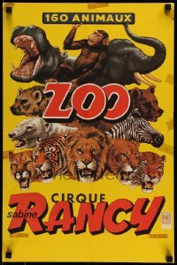 6b096 CIRQUE SABINE RANCY 15x23 circus poster '70s really cool art of animals!