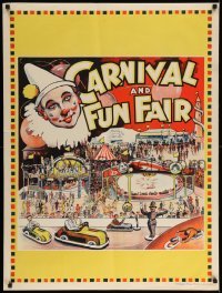 6b101 MAMMOTH CIRCUS: CARNIVAL & FUN FAIR 30x40 English circus poster '30s cool art of fun rides!