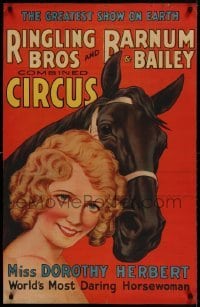 6b102 RINGLING BROS & BARNUM & BAILEY COMBINED CIRCUS 25x39 circus poster '40s Ms. Herbert!