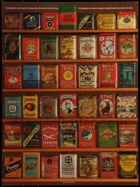 6b804 CANNED TOBACCO TYPOGRAPHY 18x24 commercial poster '90s great image of various cans!