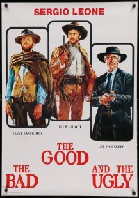 6b842 GOOD, THE BAD & THE UGLY 28x39 Italian commercial poster '90s different art of cast!