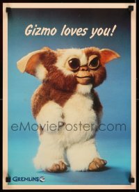 6b845 GREMLINS 14x20 commercial poster '84 cute, clever, mischievous, full-length Gizmo loves you!