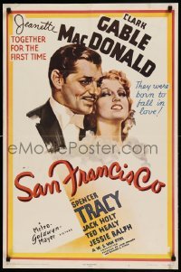 6b897 SAN FRANCISCO 23x35 commercial poster '71 Clark Gable & sexy Jeanette MacDonald together!