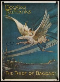 6b922 THIEF OF BAGDAD 21x29 commercial poster '76 great art of Douglas Fairbanks on flying horse!
