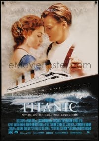 6b926 TITANIC 27x39 French commercial poster '97 DiCaprio & Kate Winslet over ship, Sonis!
