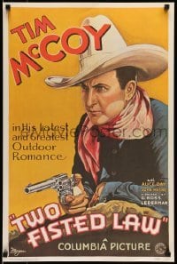 6b928 TWO-FISTED LAW 19x29 commercial poster '70s Tim McCoy with gun!