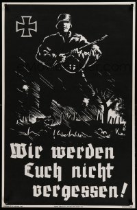 6b931 WE WILL NOT FORGET YOU 26x40 commercial poster '68 striking artwork of a German soldier!