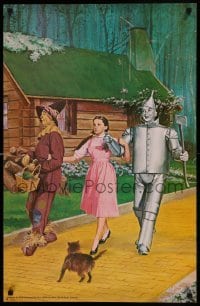 6b933 WIZARD OF OZ 22x34 commercial poster '70s Judy Garland, cast, yellow brick road!