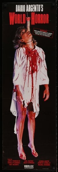 6b713 DARIO ARGENTO'S WORLD OF HORROR 13x39 video poster '85 gruesome image of hung woman!
