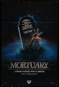 6b745 MORTUARY 24x36 video poster '83 Satanic cult, cool artwork of hand reaching up from grave!