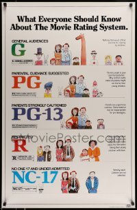 6b458 MOVIE RATING SYSTEM 1sh '90 helpful MPAA guide, cool artwork by Clarke!