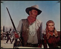 6b020 UNDEFEATED color 16x20 still '69 close up of cowboy John Wayne with rifle and Marian McCargo!