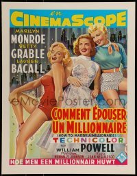 6b989 HOW TO MARRY A MILLIONAIRE 15x20 REPRO poster '90s Marilyn Monroe, Grable & Bacall!