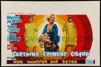 6b996 SOME LIKE IT HOT 14x21 Belgian REPRO poster '00s Monroe w/ukulele, Curtis & Lemmon!